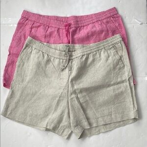 Talbots Pink and Beige/Tan Shorts Linen Relaxed Fit 3X Petite Set of 2 Bundle